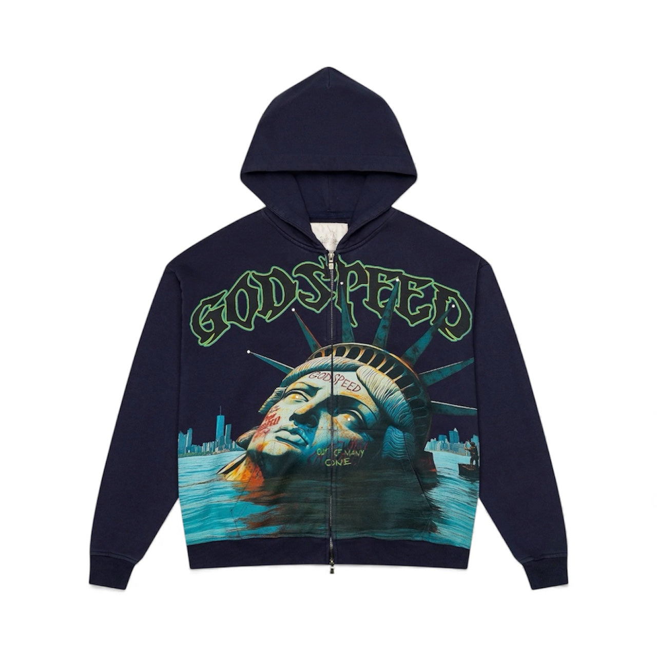 Hoodie Zip Godspeed Sunken Liberty Navy Wash
