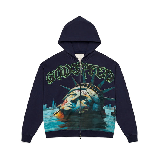 Hoodie Zip Godspeed Sunken Liberty Navy Wash