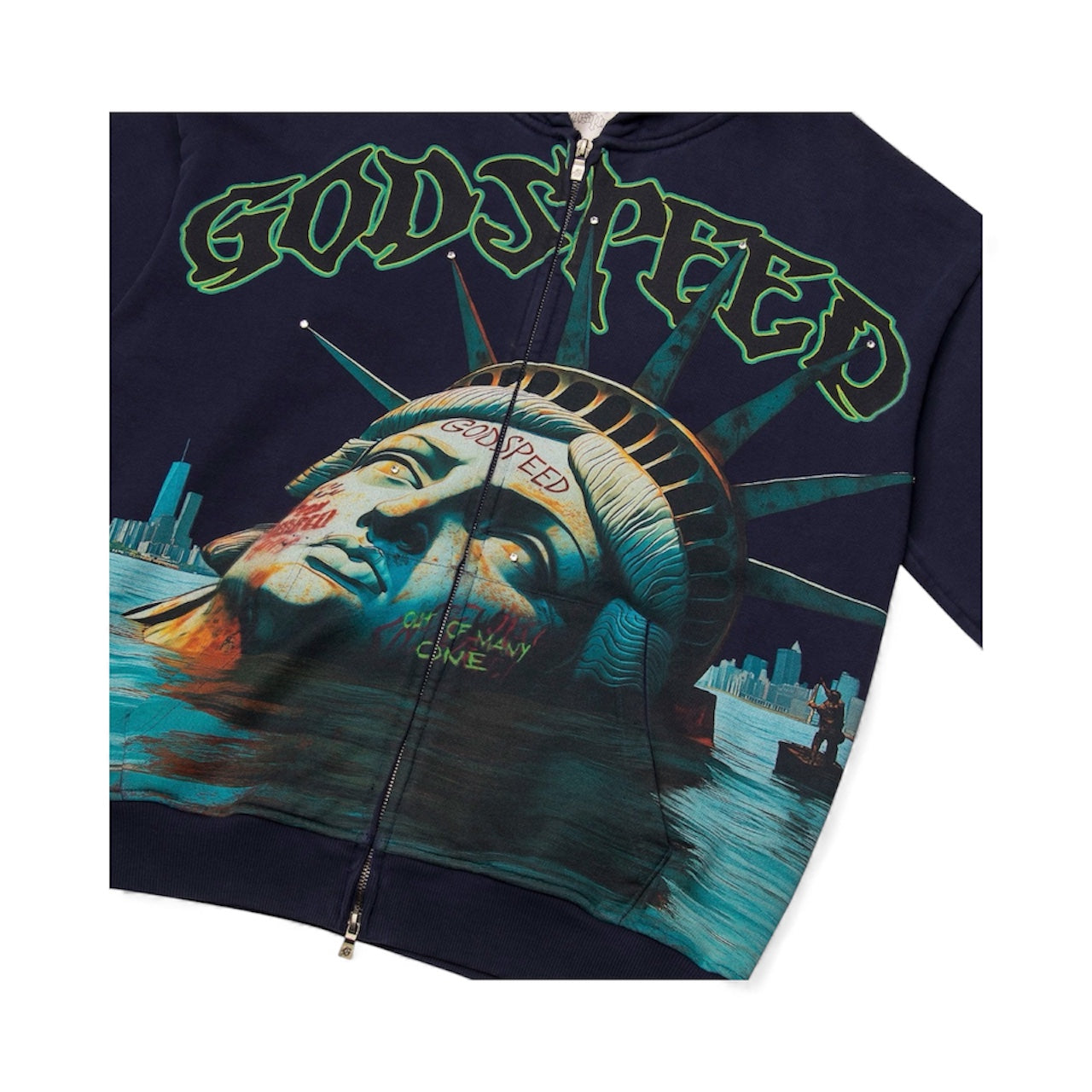Hoodie Zip Godspeed Sunken Liberty Navy Wash