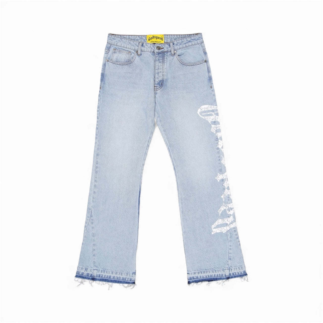 Denim Godspeed OG Logo Flared Printed Blue