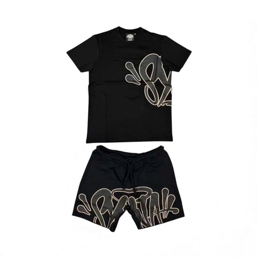 Syna World Logo T-Shirt & Short Set Black/Rose Gold