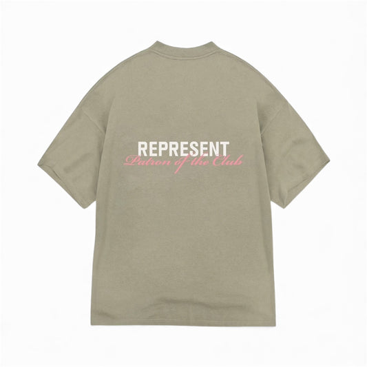 Represent Patron Of The Club T-Shirt Khaki Pink
