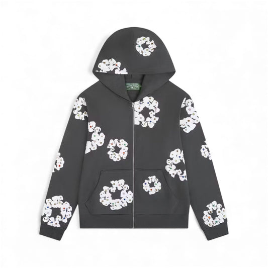 Próximamente - Denim Tears Rhinestone Cotton Wreath Zip Hoodie Vintage Black