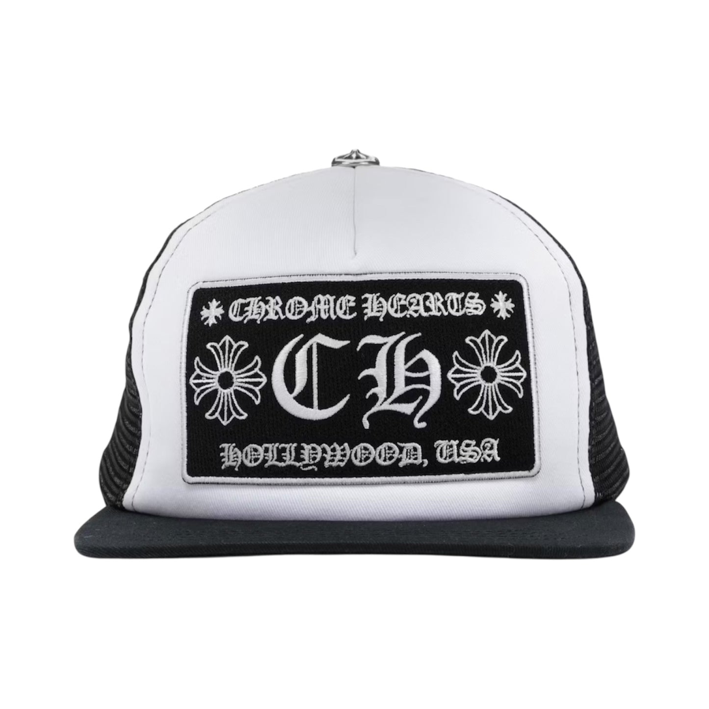 Chrome Hearts Trucker Hat CH Hollywood Black/White