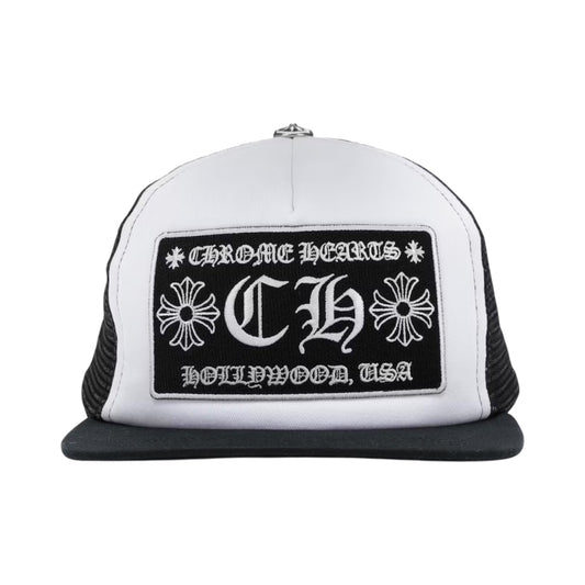 Chrome Hearts Trucker Hat CH Hollywood Black/White