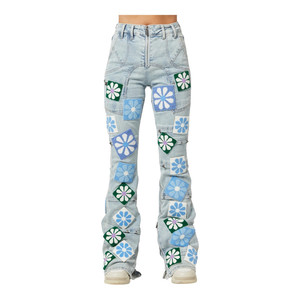 Denim Guapi Peach In Aqua Blue