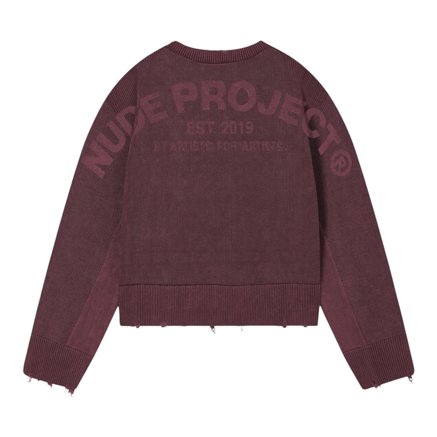 Nude Project Perfect Cropped Knit Sweater Burgundy