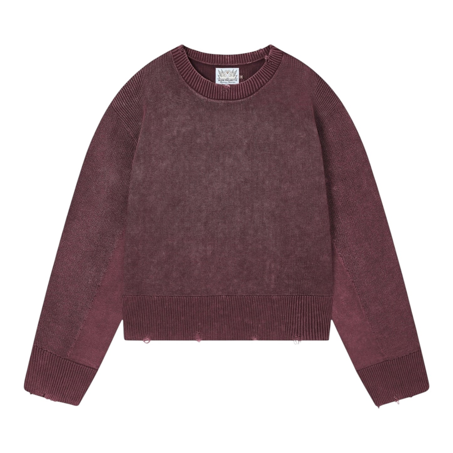 Nude Project Perfect Cropped Knit Sweater Burgundy