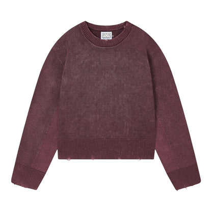 Nude Project Perfect Cropped Knit Sweater Burgundy