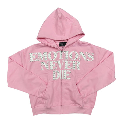Hoodie Zip Up Mixed Emotion Pink End