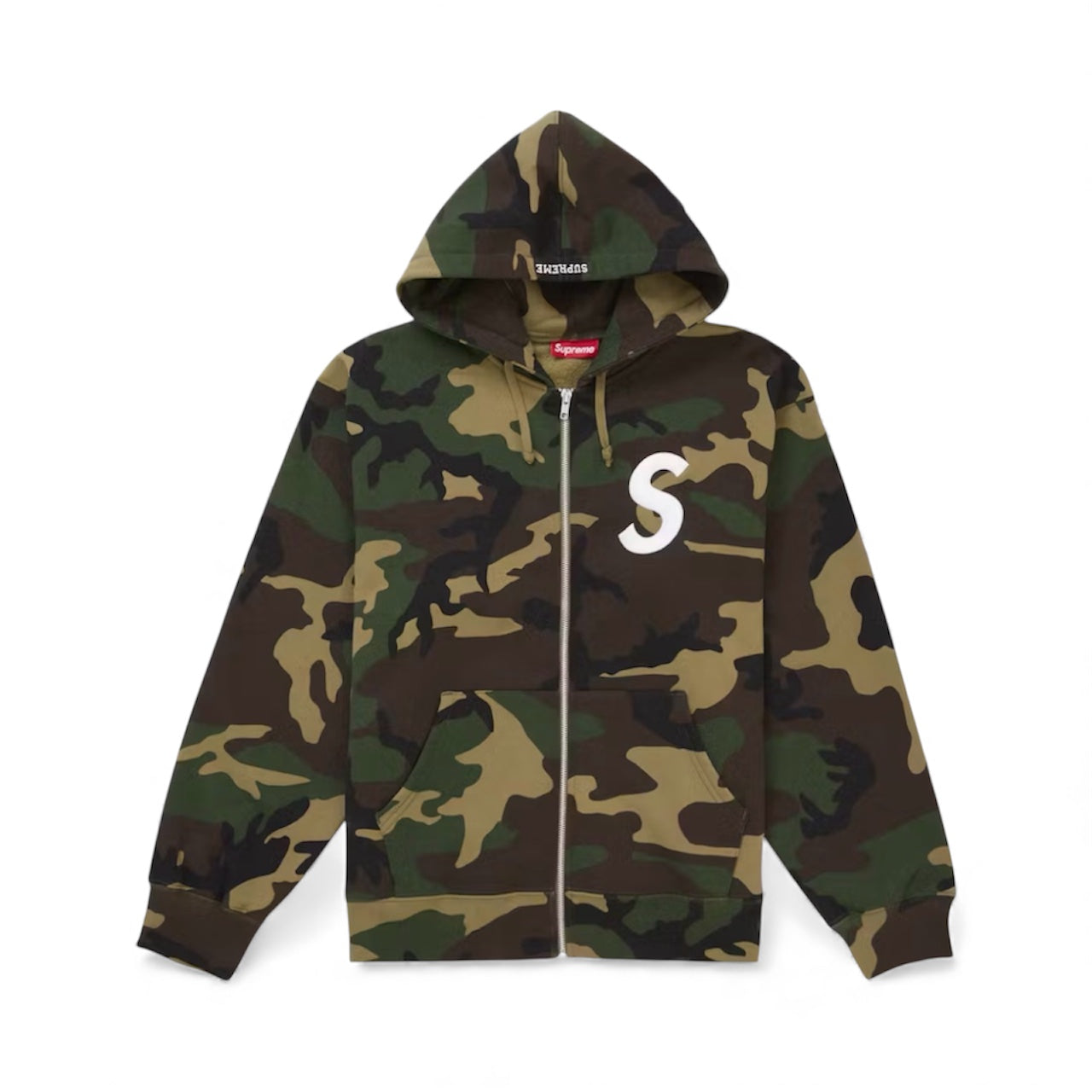 Supreme S Logo Zip Up Hooded Sweatshirt (FW25) Woodland Camo