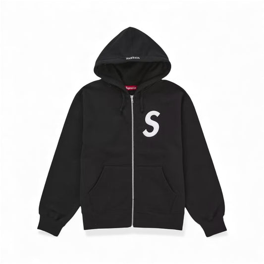 Supreme S Logo Zip Up Hooded Sweatshirt (FW25) Black