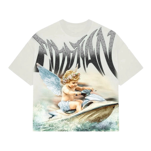 T-Shirt Mixed Emotion Jetski Rhinestone Cream