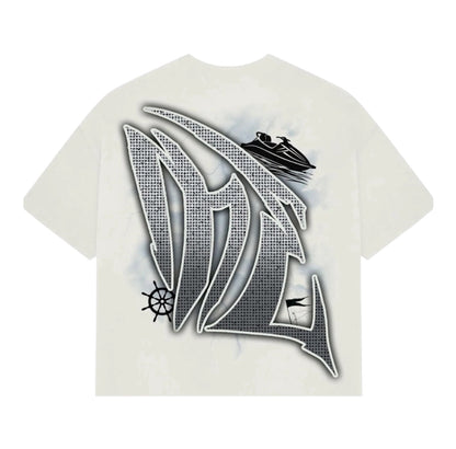 T-Shirt Mixed Emotion Jetski Rhinestone Cream
