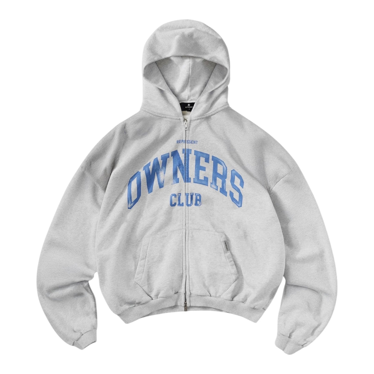 Represent Owners Club Zip Throug Hoodie Sprayed Ice Grey Marl