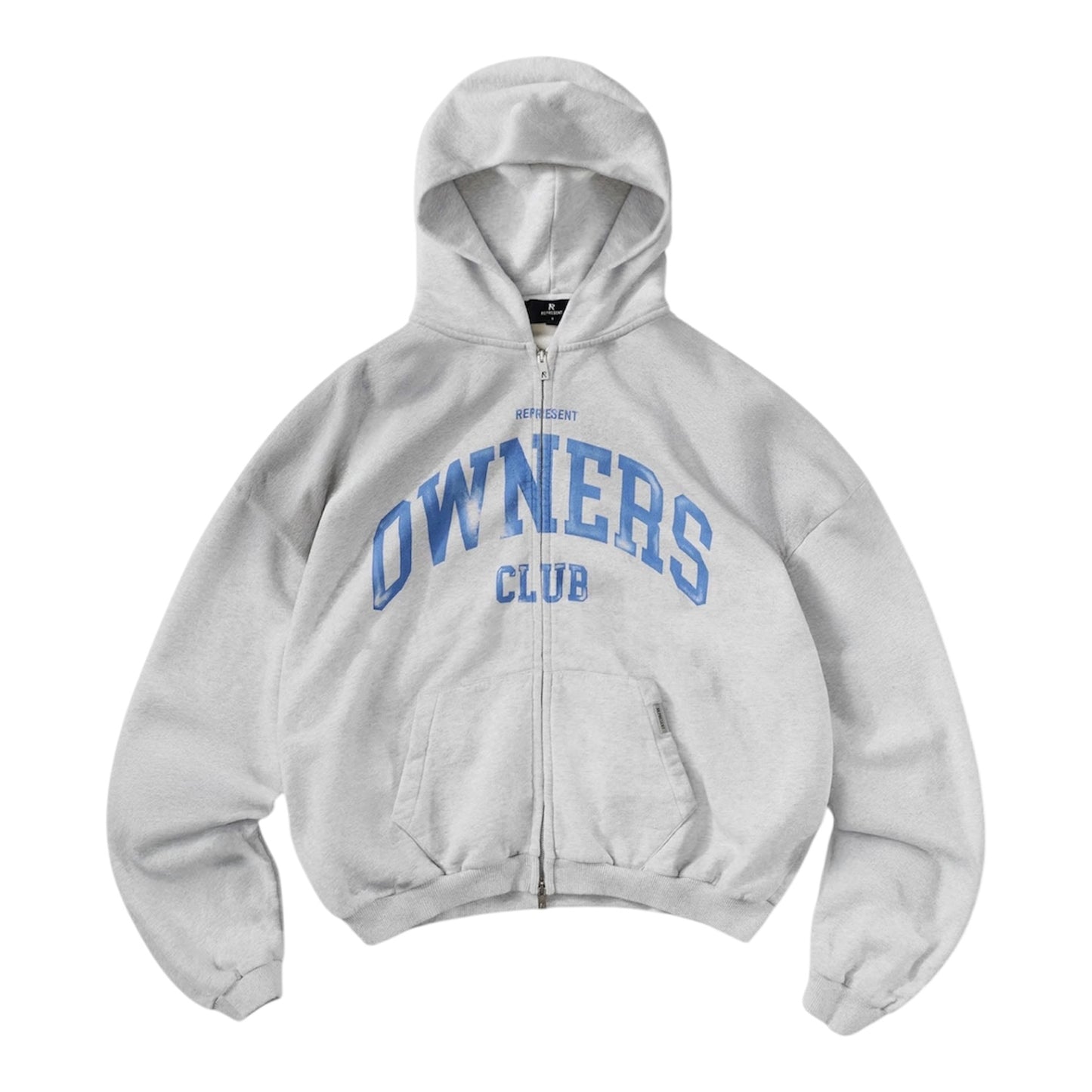 Represent Owners Club Zip Throug Hoodie Sprayed Ice Grey Marl