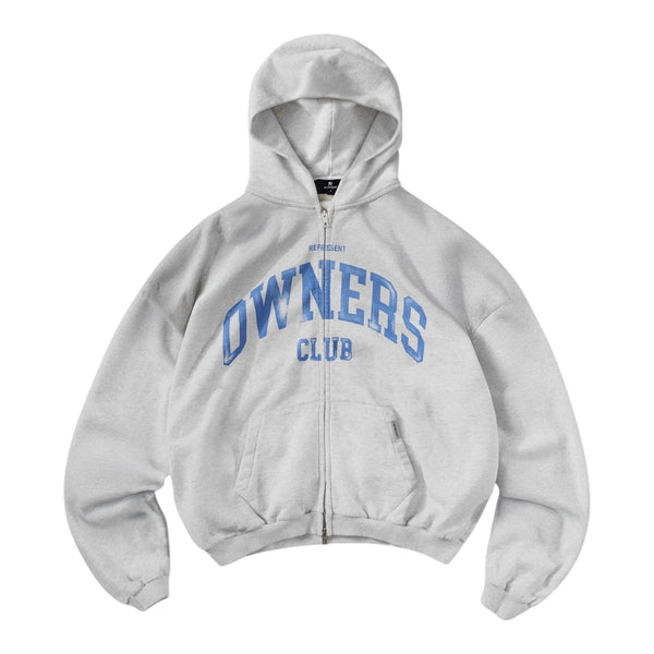 Represent Owners Club Zip Throug Hoodie Sprayed Ice Grey Marl