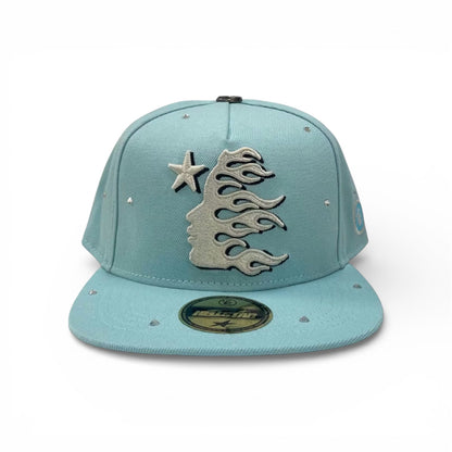 Hellstar OG Logo Rhinestones 59Fifty Fitted Hat Baby Blue