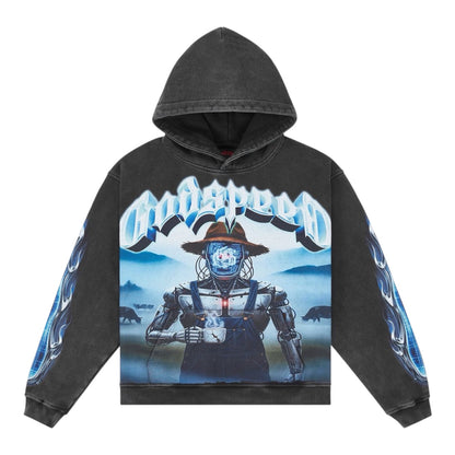 Hoodie Godspeed Aura Farm Black Wash