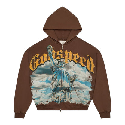 Hoodie Zip Up Godspeed Chrome Liberty Brown
