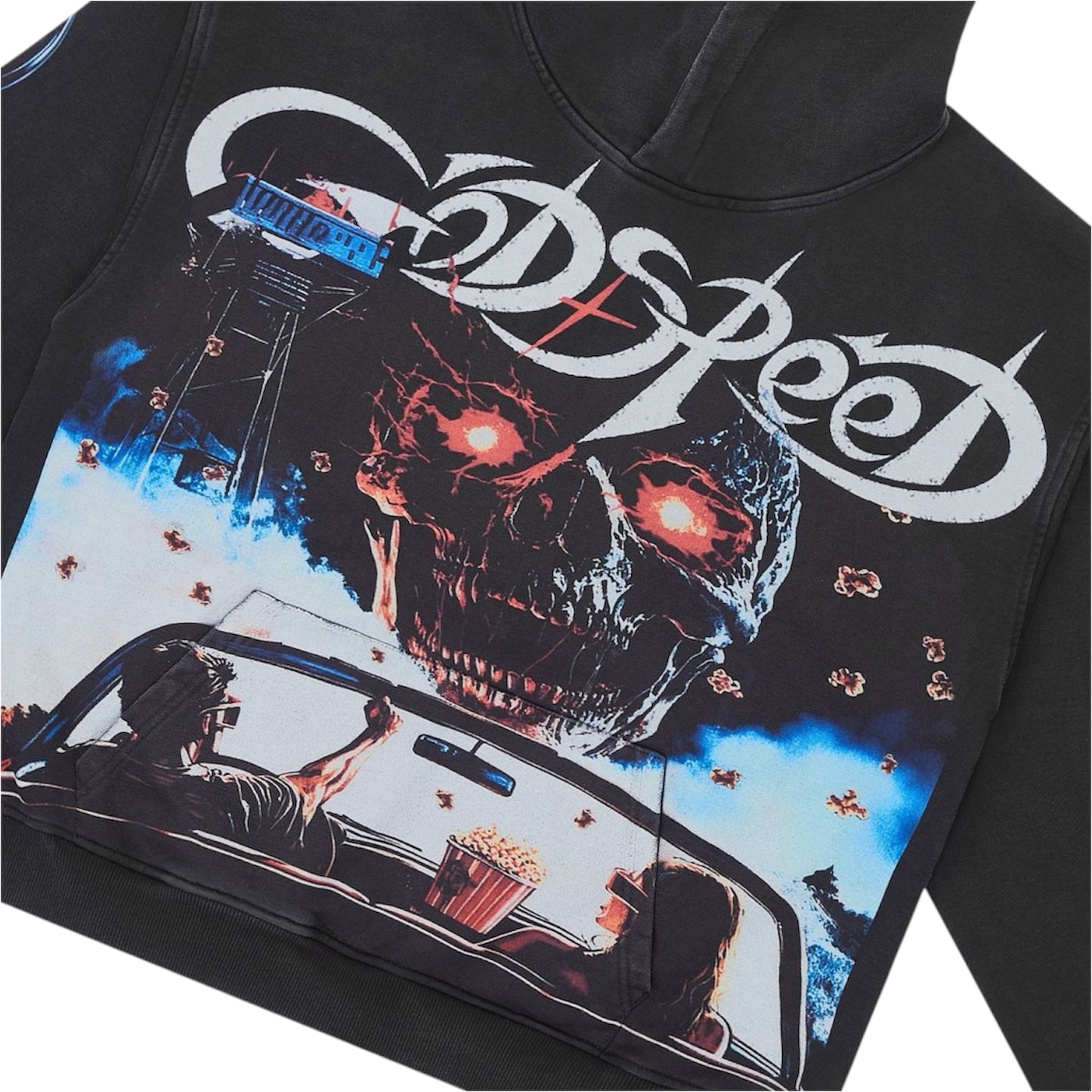 Hoodie Godspeed Drive In Black Wash