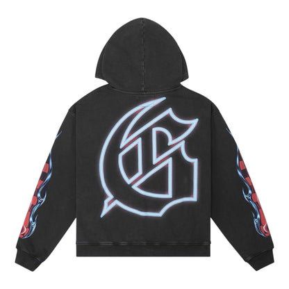 Hoodie Godspeed Drive In Black Wash