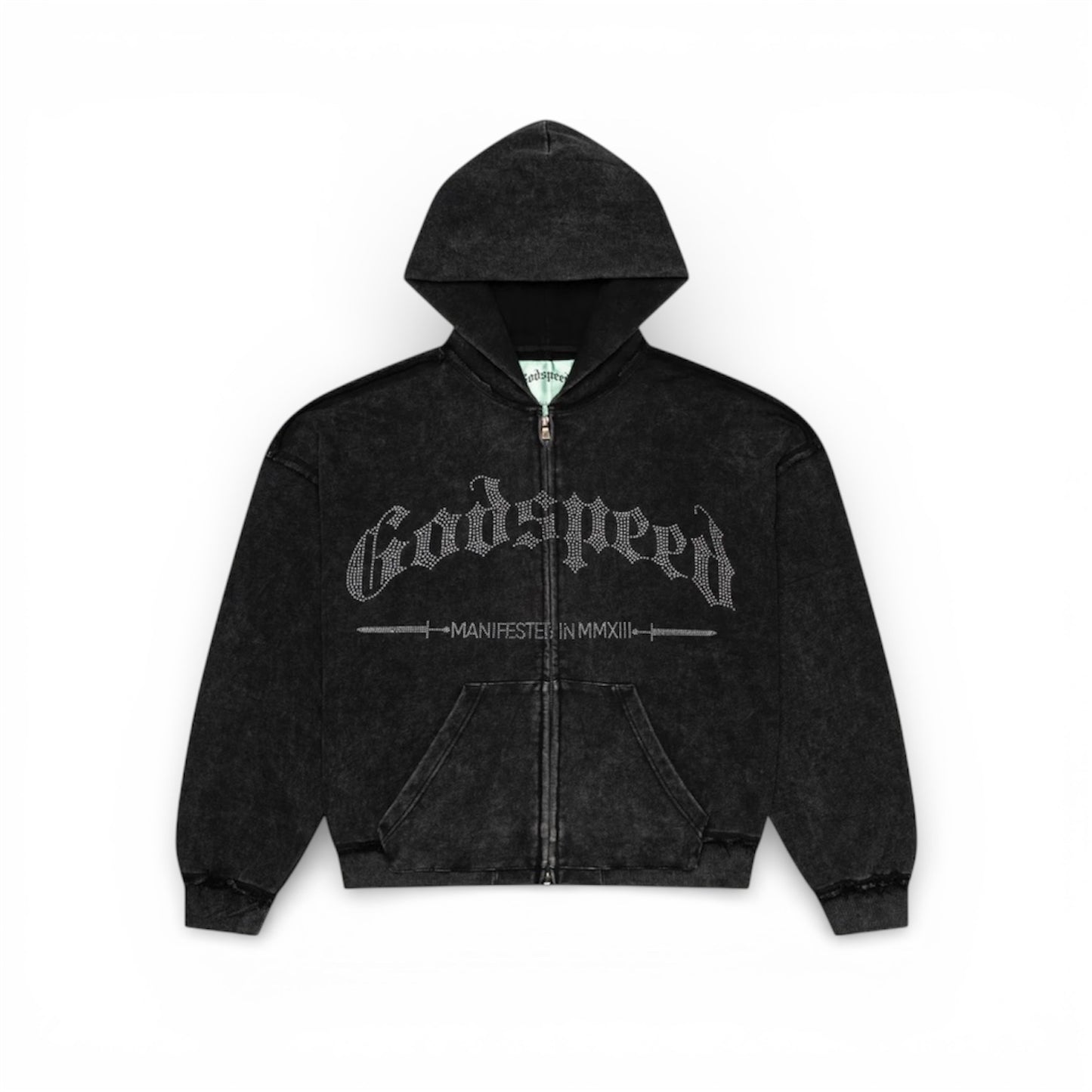 Próximamente - Hoodie Studded Godspeed OG Logo Black Wash