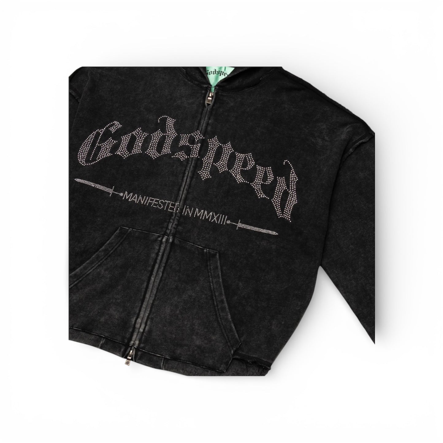 Próximamente - Hoodie Studded Godspeed OG Logo Black Wash
