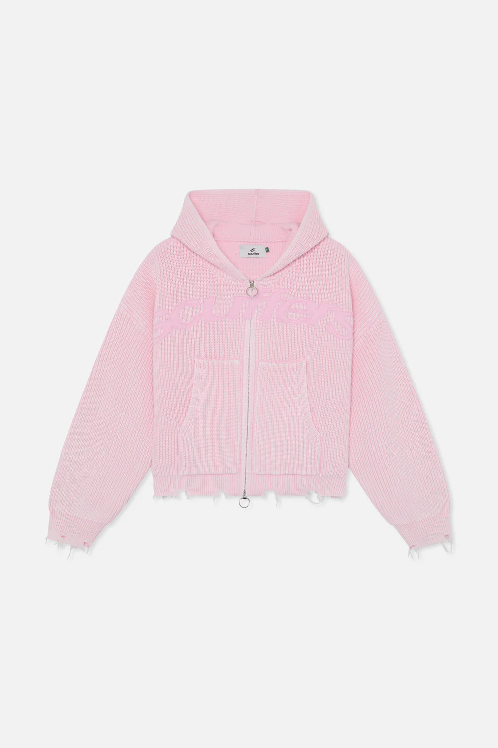 New Light Pink Buzz Knit Zipper Scuffers