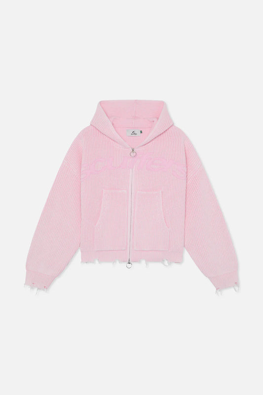 New Light Pink Buzz Knit Zipper Scuffers