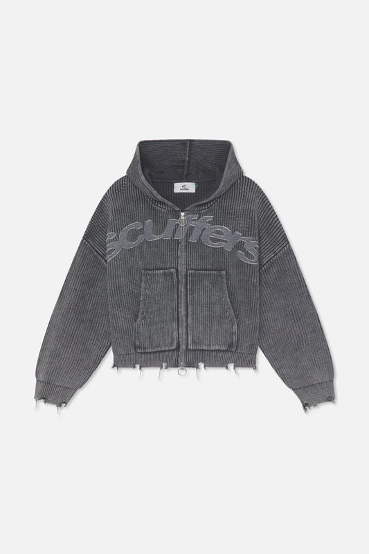 New Light Dark Buzz Knit Zipper Scuffers