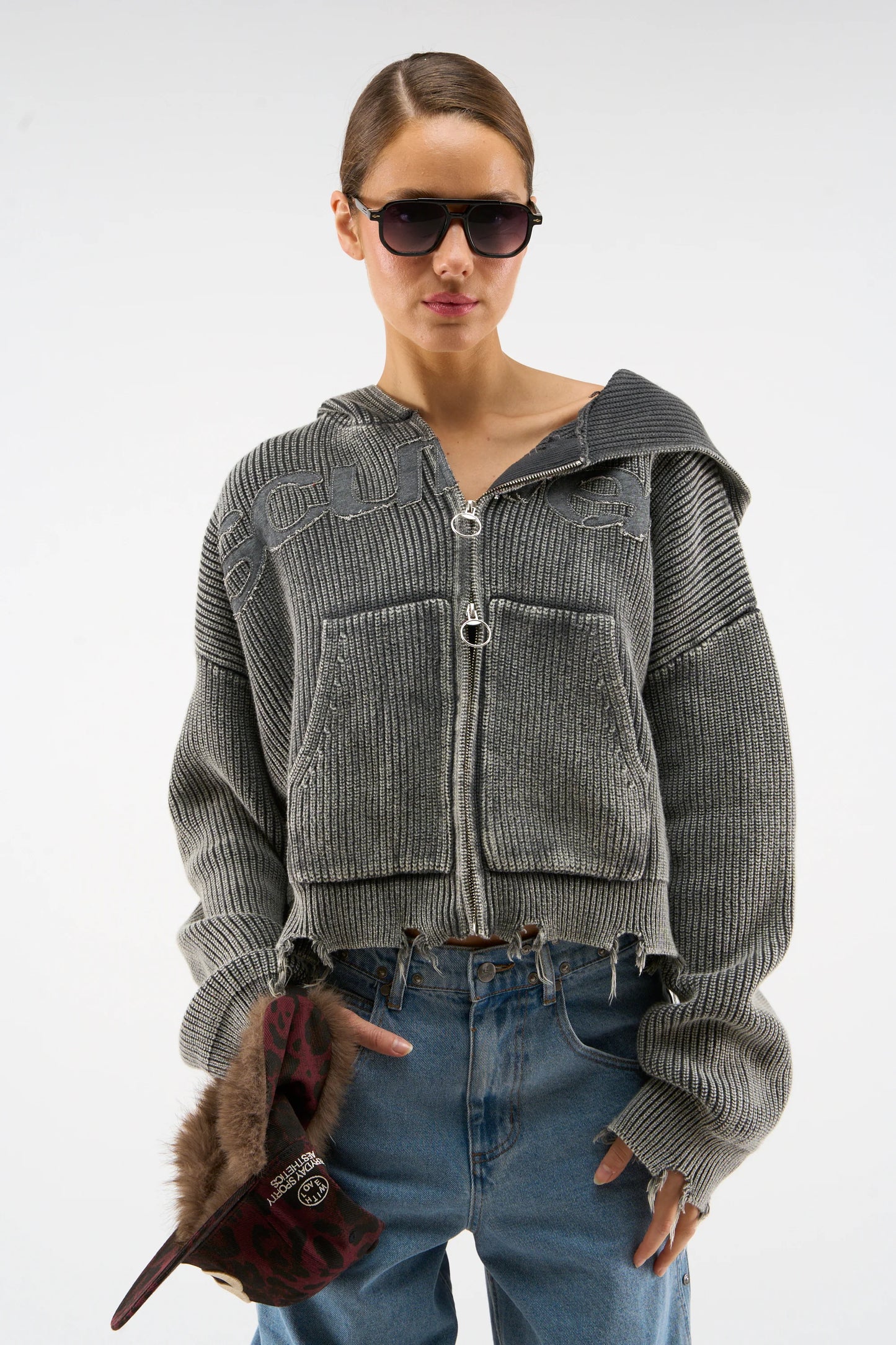 New Light Dark Buzz Knit Zipper Scuffers